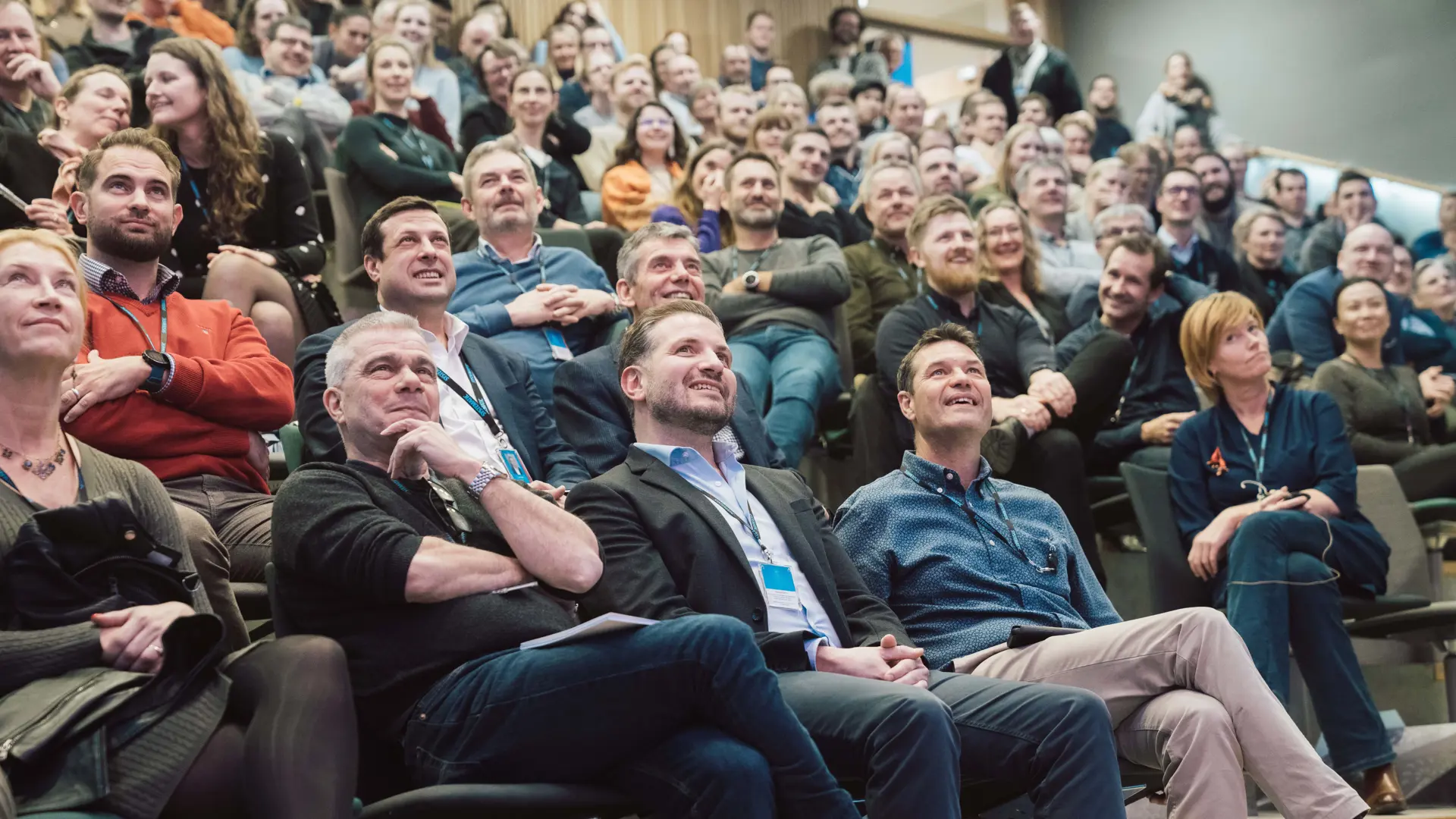 Employees gathered in auditorium